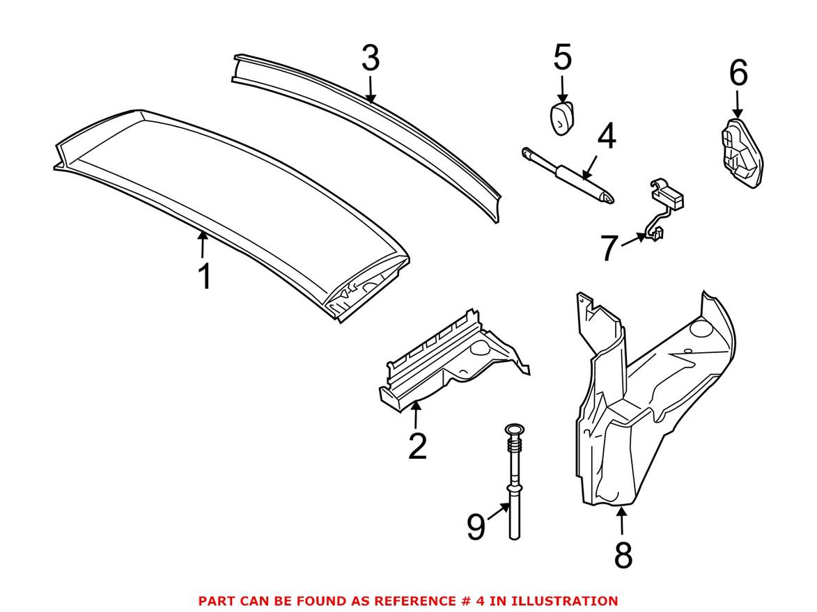 BMW Convertible Top Lift Support 54317072814